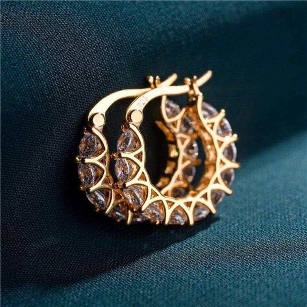 14k Gold Earrings Cubic Zirconia Hoop Diamond Huggies Earrings for Women